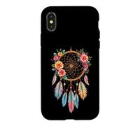 Attrape-rêves Vibrant avec Fleurs et Plumes Coque pour iPhone X/XS