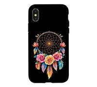 Attrape-rêves Vibrant avec Roses et Plumes Coque pour iPhone X/XS