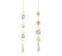 Attrape Soleil, 2 Pièces 40 cm Carillons en Cristal de Verre Prismatique, Cristaux Pendentifs Sun Catchers Décor Fenêtre, Suspendu Suncatcher avec Pendentif Arc-en-Ciel pour Fenêtre Jardin