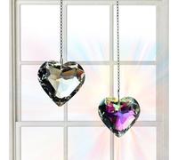 Attrape-soleil à prisme en forme de cœur en cristal | Prismes Artisanat de Coeur en Verre - Attrape-soleil en forme de cœur suspendu, prisme artisanal pour rétroviseurs de voiture, rideaux, 2 Moxeupon