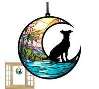 Attrape-Soleil Acrylique Chien - Pendentif Décoratif Suspendu, Ornement Lune Fenêtre | Décoration Murale Transparente Artisanale, Médaillon Symbolique Mémoire Animale Placé En Intérieur Salon, Chambre