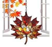 Attrape-soleil automne feuille d'érable ornement feuille d'érable teinté, à suspendre, convient pour la décoration de fenêtre Noël maison Thanksgiving