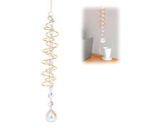 Attrape-soleil - Carillon éolien avec vue sur boule - Queue en spirale - Pour l'extérieur - Avec sept perles chakras - Suspension de fenêtre pour décoration de jardin en plein air - Doré