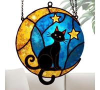 Attrape-Soleil Chat - Pendentif Attrape-Lune en Acrylique | Décoration de fenêtre en à Suspendre pour la Maison, Le Jardin, décoration Murale, Style bohème, Cadeau pour Les Amoureux des animau