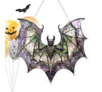 Attrape-soleil chauve-souris d'Halloween - Chauve-souris plate 2D en acrylique 20 x 18,3 cm | Décoration murale colorée à suspendre pour fenêtre avec attrape-lumière, jardin, terrasse, décoration