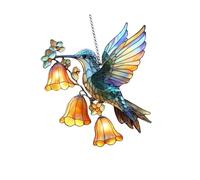 Attrape-soleil coloré en verre coloré - Colibri réfractant la lumière du soleil pour un beau motif de lumière - Pour la maison, le jardin - Incassable