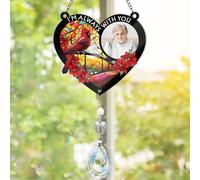 Attrape-soleil commémoratif personnalisé, ornement à suspendre à une fenêtre photo, attrape-soleil « I'm Always with You », ornement cardinal rouge, souvenir attentionné pour se souvenir d'un être