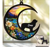 Attrape-soleil commémoratif pour chien de Terre-Neuve de 15,2 cm - Nom personnalisé - Décoration pour fenêtre de voiture - Cadeau de condoléances pour la perte d'un animal de compagnie - Cadeau de