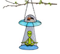 Attrape-Soleil de Vache OVNI, Attrape-Soleil pour fenêtre Extraterrestre - OVNI Un enlèvement de Vache Pendentif Sun Catcher,Pendentif Alien, Ornements, décoration de Porte de Chambre pour
