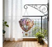 Attrape-soleil en acrylique 2D en forme de montgolfière, lanterne solaire à suspendre, décoration de fenêtre pour cour, allée, porche, ferme, terrasse et jardin (rose_A)