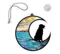Attrape-soleil en acrylique - Attrape-soleil en forme de chien pour fenêtre | Attrape-soleil de fenêtre à suspendre | Décoration murale en acrylique en forme de chien sur la lune | Attrape-soleil pour