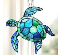 Attrape-soleil en acrylique en forme de tortue de mer avec carte d'histoire, cadeau de tortue de mer pour femme, cadeau de plage pour femme, décoration de Noël pour arbre, cadeau d'éléphant blanc pour