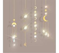 Attrape-Soleil en Cristal, 4Pcs Attrape-Soleil Lustre Cristal pour Fenêtre Chambre et Jardin, Suncatcher Pendentif en Cristal Adopte la Forme du Soleil l'étoile et la Lune, Capteur de Soleil Cristal