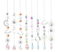 Attrape-Soleil en Cristal Arc-en-Ciel Capteur de Soleil 8 Pièces Argent | Suncatcher Pendentif Boule de Prisme en Cristal avec Chaîne Décoration pour Fenêtre Maison Chambre Jardin Fête Mariage