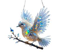 Attrape-soleil en cristal, beau pendentif oiseau en acrylique pour salon, cour, décorations à suspendre pour fenêtres, scène de vacances, pendentif, cadeau, 2D plat (merle bleu)