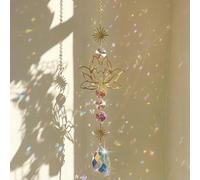 Attrape-Soleil en Cristal Lotus Suspendu, vitrail, décor extérieur, Fabricant d'arc-en-Ciel, Prisme Chakras, décoration de Jardin