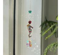 Attrape-soleil en cristal pour festival, chat, hippocampe, poisson et cottage - Prismes à facettes pour intérieur et extérieur - Pendentifs en cristal pour la maison, le bureau, le jardin (hippocampe)