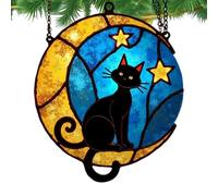 Attrape-soleil en forme de chat - Attrape-soleil en verre teinté de lune à suspendre, décoration murale en acrylique, pendentifs en forme de chats | Pendentif artistique multifonction pour balcon