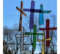 Attrape-Soleil en Forme De Croix, Que La Lumière Divine Illumine Votre Maison De Magnifiques Bénédictions Arc-en-Ciel, Décoration De Fenêtre en Acrylique Teinté en Forme De Croix(1SET)