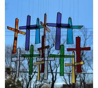 Attrape-Soleil en Forme De Croix, Que La Lumière Divine Illumine Votre Maison De Magnifiques Bénédictions Arc-en-Ciel, Décoration De Fenêtre en Acrylique Teinté en Forme De Croix(2SETS)