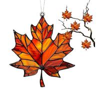 Attrape-soleil en forme de feuilles d'érable | Tentures de fenêtre en vitrail | Ornement de fenêtre en acrylique | Décorations d'automne légères à suspendre, artisanat mobile, décoration saisonnière