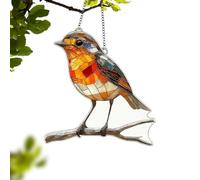 Attrape-soleil en forme d'oiseau, aspect vitrail, rouge-gorge 2D, décoration d'oiseau, décoration d'oiseau, pour arbre, jardin, fenêtre, fête, anniversaire, fête, bureau, appartement, salle de bain