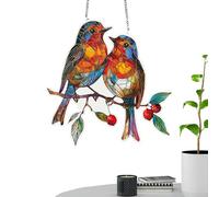 Attrape-soleil en forme d'oiseau, aspect vitrail, rouge-gorge coloré 2D, décoration d'oiseau, pour jardin, fenêtre, fête, anniversaire, fête, bureau, appartement, dortoir, salle de bain, voiture