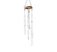 Attrape-soleil en pierre précieuse de style bohème blanc, 52 cm fait à la main et carillon éolien en bois pour décoration de fenêtre, crée un effet de lumière arc-en-ciel