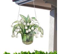 Attrape-soleil en verre - floral coloré, pièce de lys accrocheuse | Panneau suspendu fait à la main avec motifs artistiques pour porche, éclairage de chambre, décoration murale, décoration de