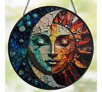 Attrape-soleil en verre teinté de 20,3 cm en verre d'art céleste pour fenêtre d'intérieur, cadeaux pour animaux domestiques, nature, amoureux de la galaxie, femme, grand-mère, maman, amie, panneau en