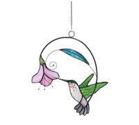 Attrape-Soleil en vitrail, Ornement Suspendu en Acrylique de Fleurs de Colibri 8.1 Pouces, décor fenêtre Multicolore pour la Maison