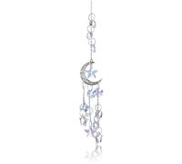 Attrape-soleil facile à accrocher fait à la main en forme de croissant de lune - Décoration d'intérieur ou d'extérieur - Prisme coloré en cristal synthétique arc-en-ciel - Créateur A