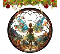 Attrape-soleil fée papillon attrape-soleil fée ronde teintée acrylique pendentif de fenêtre vintage décapé fée attrape-soleil taché fée coloré décoration de fenêtre intérieure
