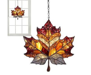 Attrape-soleil pour fenêtre - Attrape-lumière en feuilles d'érable d'automne pour fenêtre - Décoration de Thanksgiving, artisanat mural esthétique pour jardin, balcon, porte, cour