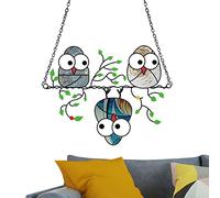 Attrape-soleil pour fenêtre - Chouette - Panneau en acrylique coloré - Chouette sur une fenêtre métallique pour accrocher des attrape-soleil, attrape-soleil pour fenêtre à suspendre Hongjingda