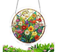 Attrape-soleil pour fenêtre d'intérieur, décoration murale colorée avec chaîne | Puzzle en acrylique | Pour intérieur et extérieur, jardin, arbre, maison, printemps, mère, grand-mère, femme