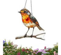 Attrape-soleil pour fenêtre d'oiseau - Décoration bidimensionnelle - Rouge-gorge multicolore - Décoration pour la maison, jardin, fenêtre, fête, anniversaire, fête, bureau, appartement, dortoir, salle