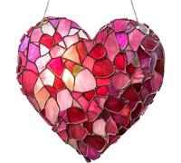 Attrape-Soleil pour fenêtres à Suspendre, 8 vitraux en Forme de cœur, Attrape-Soleil pour fenêtre intérieure avec chaînes, pour Anniversaire, Maison, décoration de fête, vitrail à Suspendre