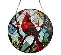 Attrape-soleil rouge cardinal en verre d'art cardinal oiseaux pour attrape-soleil, cadeaux d'intérieur pour animaux de compagnie, animaux, nature, amoureux des fleurs, femmes, grand-mère, maman, amie