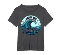 Attrapez la Vague : L'Aventure océanique du Surfeur T-Shirt, Femme Grandes Tailles, Chiné Foncé, 2X