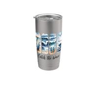 Attrapez la vague. Surfez sur l'océan, profitez de la plage Gobelet isotherme en acier inoxydable double paroi