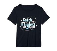 Attrapez Les Vols et Non Les Sentiments - Aventure de Voyage spirituelle T-Shirt, Femme Grandes Tailles, Noir, 5X