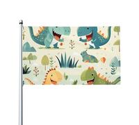 Attrayant et choquant. DLXW 0,9 x 1,5 m Joli drapeau d'extérieur en forme de petit dinosaure avec en-tête en toile, résistant aux UV, excellent savoir-faire, superbe et éblouissant