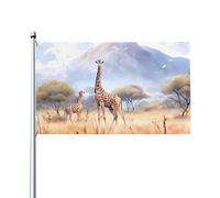 Attrayant et choquant. DLXW Drapeau d'extérieur girafe africaine de la savane avec en-tête en toile, résistant aux UV, excellent savoir-faire, superbe et éblouissant