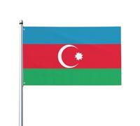 Attrayant et choquant. Drapeau de l'Azerbaïdjan de 0,9 x 1,5 m avec en-tête en toile, résistant aux UV, excellent savoir-faire, superbe et éblouissant