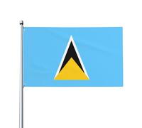 Attrayant et choquant. Drapeau de Sainte Lucie de 0,9 x 1,5 m avec en-tête en toile, résistant aux UV, excellent savoir-faire, superbe et éblouissant