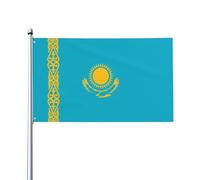 Attrayant et choquant. Drapeau du Kazakhstan de 0,9 x 1,5 m avec en-tête en toile, résistant aux UV, excellent savoir-faire, superbe et éblouissant