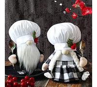 Attria Lot de 2 nains de chef en peluche, décoration de cuisine en automne et hiver, faits à la main, poupées Mr et Mrs pour décoration de table de vacances, 20 cm