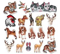 Attuslla 18 PCS Broderie Patch Thermocollant, Faune Applique Patches Décoratifs Patchs pour Vêtement T-Shirt Jeans Veste