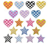 Attuslla 18 PCS Patch Thermocollant, Chèque Patch Thermocollant ou Ecusson à Coudre pour Chapeaux, Vêtements, Vestes, Sacs à Dos et Décorations DIY